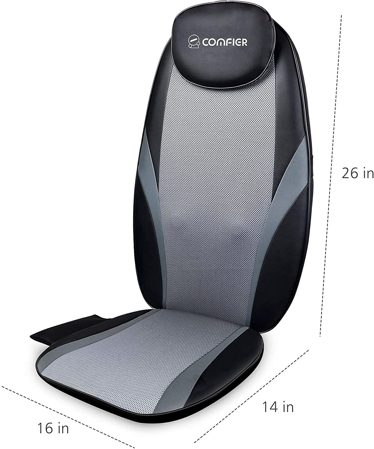 Comfier Back Massager with Heat Shiatsu Massage Chair Pad Air Compression Seat Cushion, Black, Gifts for Mom,Dad, Size: 20 x 7.7 x 32 inches; 22.85