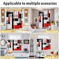 thumbnail image 6 of Red Black Kitchen Curtains Short 45 Inch Length, Abstract Geometric Grey White Middle Century Grommet Top Bedroom Living Room Curtains, Light Filtering Cafe Curtain Drapes 2 Panels Set 84''x45'', 6 of 9