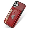 thumbnail image 4 of Feishell Fit for Apple iPhone 16 Case with Adjustable Shoulder Strap,Luxury Premium PU Leather Back Magnetic Buckle Flip Card Pocket Zipper Wallet Crossbody Phone Case,Red, 4 of 10