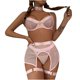 thumbnail image 1 of Conjunto de sujetador + liga + bragas de malla exquisita para mujer, ropa de dormir recortada para Babydoll Fridja  nalpqowj44535, 1 of 8