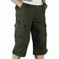 thumbnail image 2 of Mens 3/4 Long Length Elasticated Shorts Waist Cargo Combat Three Quarter Pants, 2 of 4