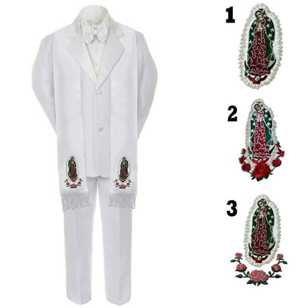 

6pc Baby Boy Kid Mary Baptism Communion Formal Tuxedo White Suit Stole Sm-20