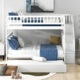 Bunk Bed with Trundle and Staircase, Solid Wood Full Over Full Bunk
