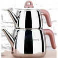 thumbnail image 3 of Korkmaz Bella A045-01 Stainless Steel Turkish Tea Pot Set with Bakelite Handles for Stovetop, Rose Gold, 3 Pcs, 1.05 qt and 2.11 qt, 3 of 4