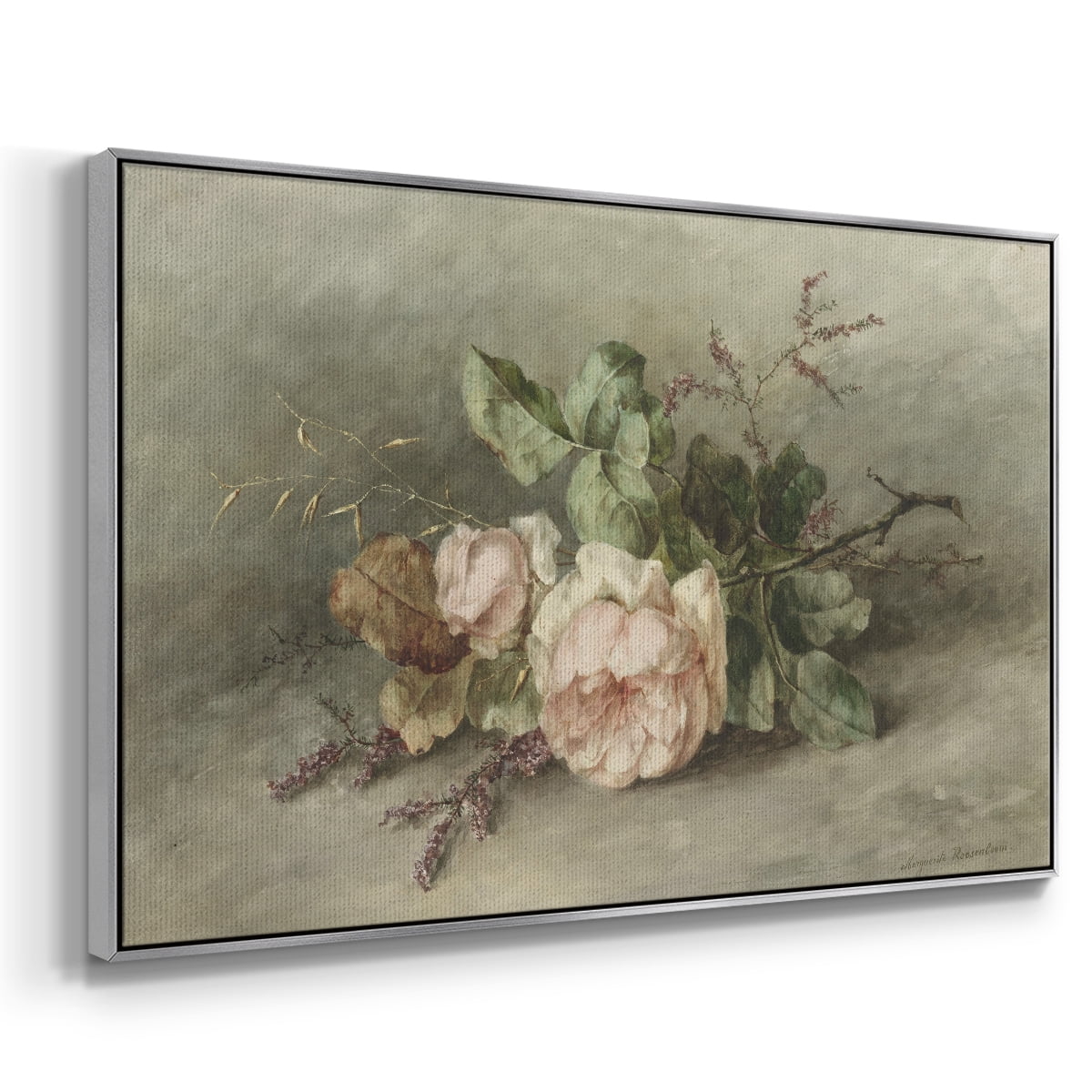 Vintage Botanical Print-XXXVII By Wexford Home Framed in Silver Wood Gallery Wrapped Canvas 17 in. x 25 in.