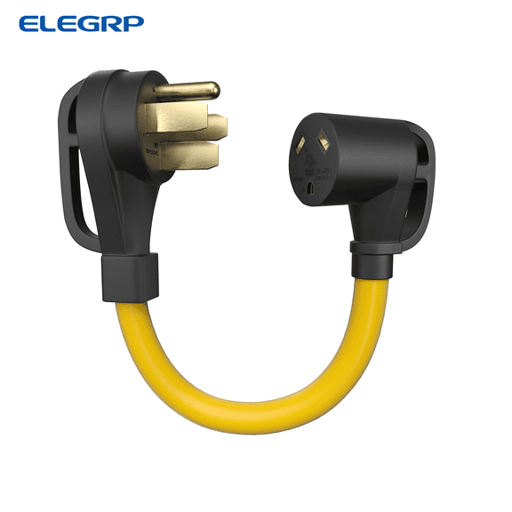 ELEGRP 50 Amp to 30 Amp RV Adapter Cord NEMA 14 50P to TT 30R 10 3 AWG STW with Grip Handles for Camper Trailer UL Compliant