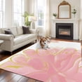 thumbnail image 3 of Pink Gold Flower Washable Living Room Rugs 8'x10', Pink Gradient Vintage Abstract Line Low Pile Throw Large Area Rug Non-Slip Sturdy Edge Binding Carpet for Bedroom Dining Room Office, 3 of 9