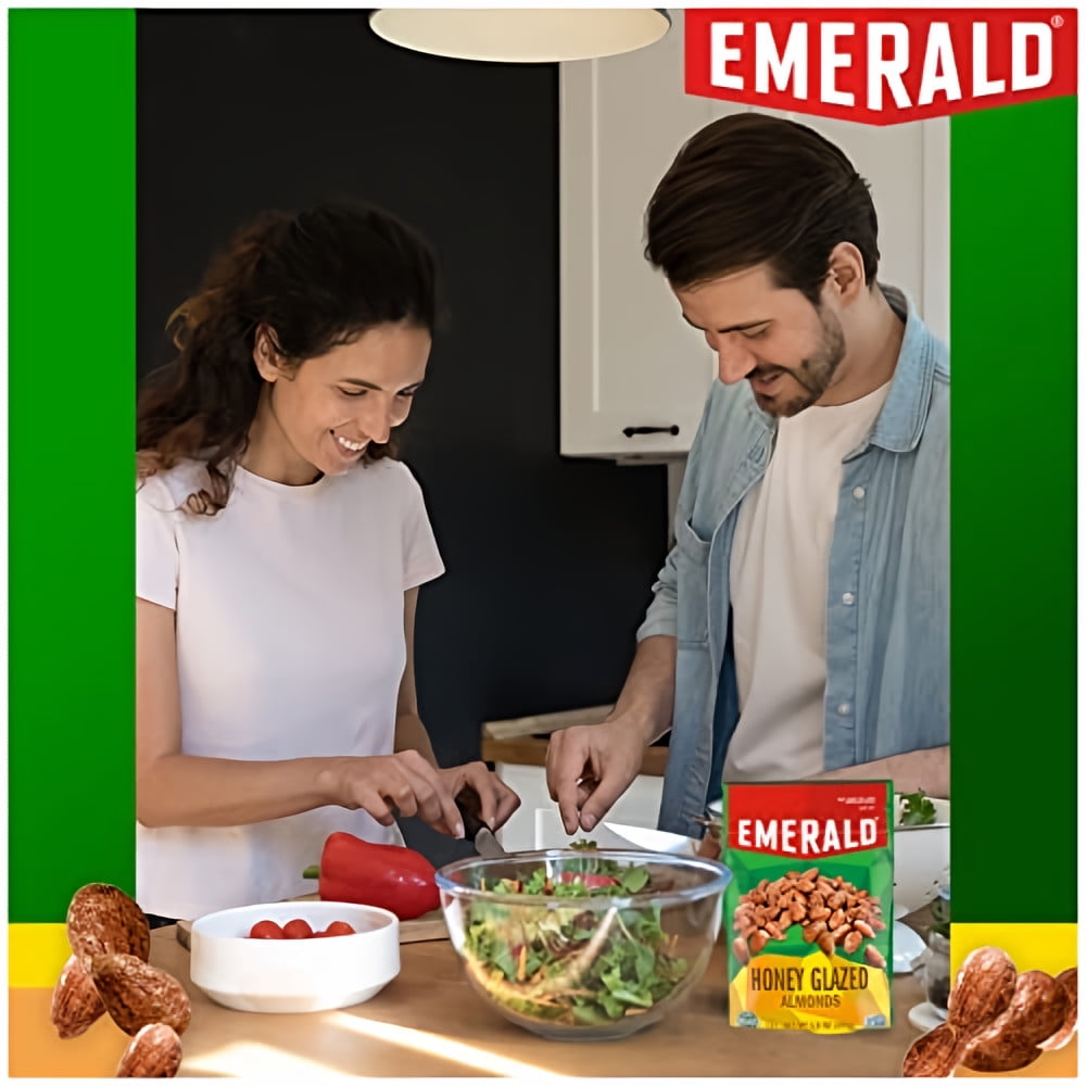 Emerald Honey Glazed Almonds Stand up Resealable Bag 5.5 Ounce (Pack of 5)