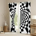 thumbnail image 3 of Homewish White Black Checkered Black Out Curtains,Classic Minimalist Plaid Curtains Pack of 2 (42x63 Each),Geometric Buffalo Print Bedroom Curtains For Girls Teens,Breathable Home Decor, 3 of 6