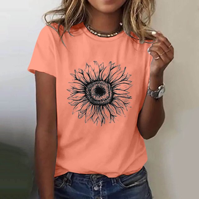 Fiudx Liquidación de Ahorros de Verano Camisas de Moda para Mujer, Camisetas de Manga Corta, Blusas