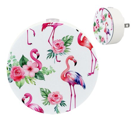 

YZUOUZY Night Lights Plug into Wall Bedside Lamp Small Bedside Lamps Set of 2 Watercolor Flamingo Flowers Floral