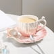 thumbnail image 2 of Taza de cerámica con forma de nube, linda taza con posavasos, linda taza de café de cerámica de 7 oz con platillo, para oficina, hogar, café, té, leche con leche, rosa, 2 of 5