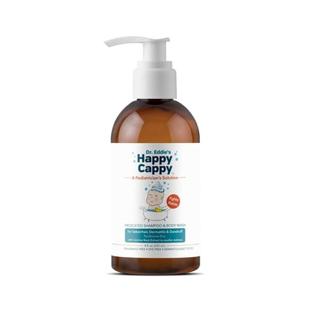 Dr. Eddieâ??s Happy Cappy Medicated Shampoo for Children, Treats Dandruff and Seborrheic Dermatitis, Clinically Tested, Fragrance Free, Stops Flakes and Redness on Sensitive Scalps and Skin, 8