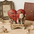 thumbnail image 1 of Figureta de madera para padres adornos en forma de corazón • Decoración de escritorio I Love You • Escultura artesanal de madera natural • Regalo de cumpleaños para el Día del Padre, 1 of 8