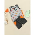 thumbnail image 2 of Genuiskids Toddler Baby Boy Summer Clothes Infant Dinosaur Outfit Sleeveless Vest Top Elastic Short Pants with Pockets Cute Children's Clothes, 2 of 9
