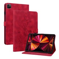 XYX for iPad Pro 11 Inch 2021/2020/2018 4th/3rd/2nd/1st Generation Case, PU Leather Slim Folio with Multi-Angle Stand - Red Lily Flower