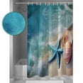 thumbnail image 3 of Summer Beach Starfish Shells Shower Curtain for Bathroom, Blue Waves Water Ripple Waterproof Shower Curtains Washable Quick Dry with Hooks Bathtub Curtains 60x72 IN, 3 of 7