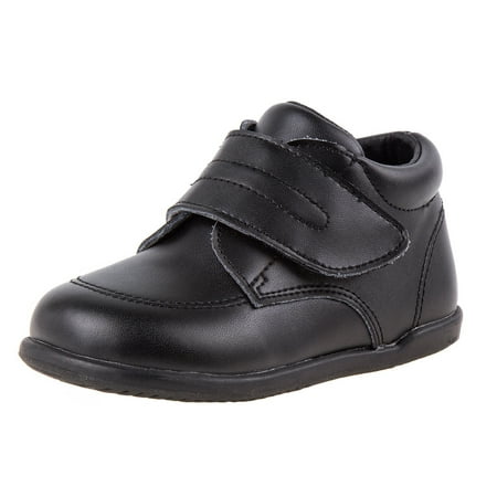 Boys Black Closure Medium Width Walking Shoes