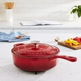 thumbnail image 5 of Crock-Pot Artisan 3.5 Quart Deep Enameled Cast Iron Cooking Saute Pan w/Lid, Red, 5 of 11