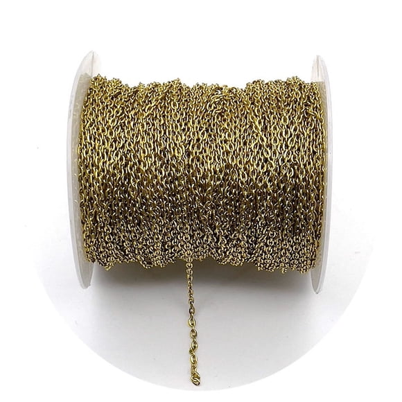 Granjero Gordo Cadena de eslabones de cable de 5 yardas a granel para collares, accesorios de joyería para hacer joyas por su cuenta