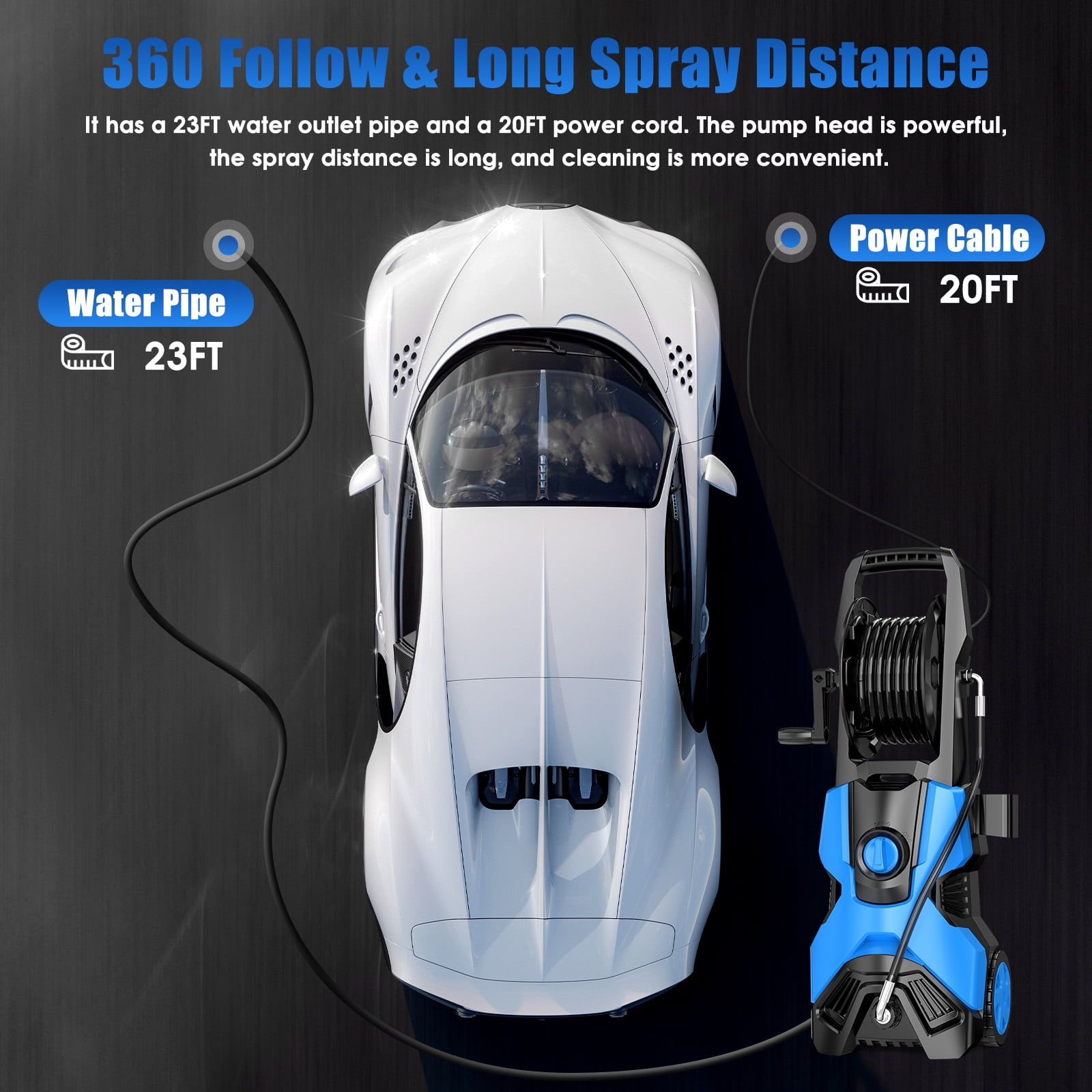 HONGGE Electric High Pressure Washer Machine 3500PSI at 2.6 GPM 110V Cold, Ideal for Cleaning Decks