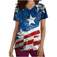 thumbnail image 2 of EGNMCR Nursing Scrub Tops for Women 4th of July Patriotic Flag Print Working Uniform Short Sleeve V Neck Workwear Blouse T shirt with Pockets, Mothers Day Gifts Summer, 2 of 5