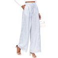 thumbnail image 2 of Women'S Pants Elastic Waist Light Weight Palazzo Pants for Women Casual Lounge Wide Leg Pants Woman Blue & White M, 2 of 9