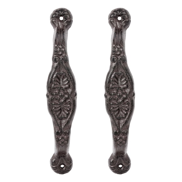 Sungmor 2 pzs Manija Puerta Rústica Hierro Fundido - Manija Tiro Resistente Vintage p/ Puertas de Granero, Puertas, Gabinetes y Cajones - Herrajes Decorativos de Granja 9", Acabado Negro Antiguo