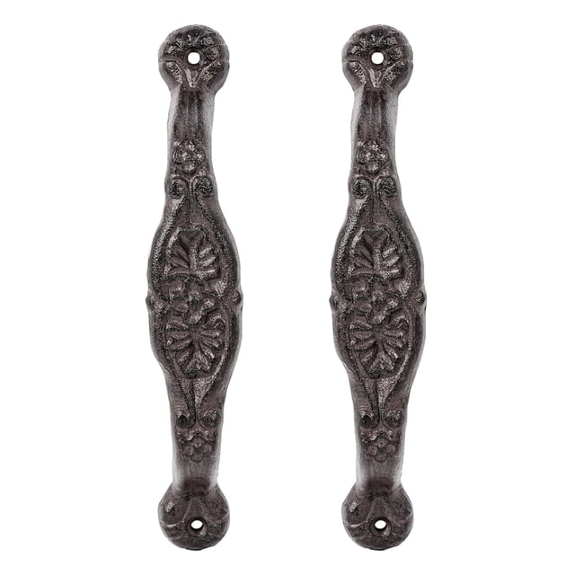 Sungmor 2 pzs Manija Puerta Rústica Hierro Fundido - Manija Tiro Resistente Vintage p/ Puertas de Granero, Puertas, Gabinetes y Cajones - Herrajes Decorativos de Granja 9", Acabado Negro Antiguo