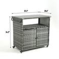 thumbnail image 5 of Outdoor Bar Cart, Rolling Rattan Beverage Bar Counter Table Portable Table and Storage Cabinet with Wheels for Garden Poolside Party Backyard, 5 of 7