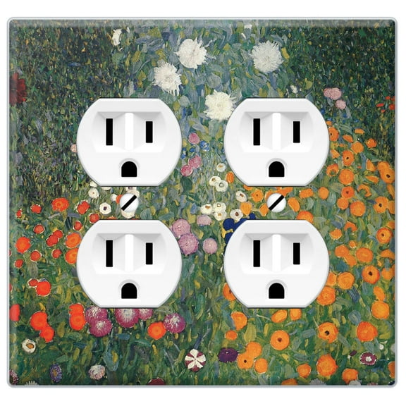 WIRESTER 2-Gang Duplex Outlet Wall Plate/Switch Plate Cover, Gustav Klimt Flower Garden