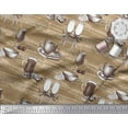 thumbnail image 3 of Soimoi Brown Georgette Viscose Fabric Wine Glass & Cup Kitchen Print Sewing Fabric Yard 42 Inch Wide, 3 of 3