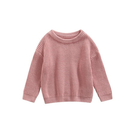 

Mubineo Baby Solid Color O-neck Sweater Loose Fit Long Sleeve Knitted Pullover for Autumn Winter