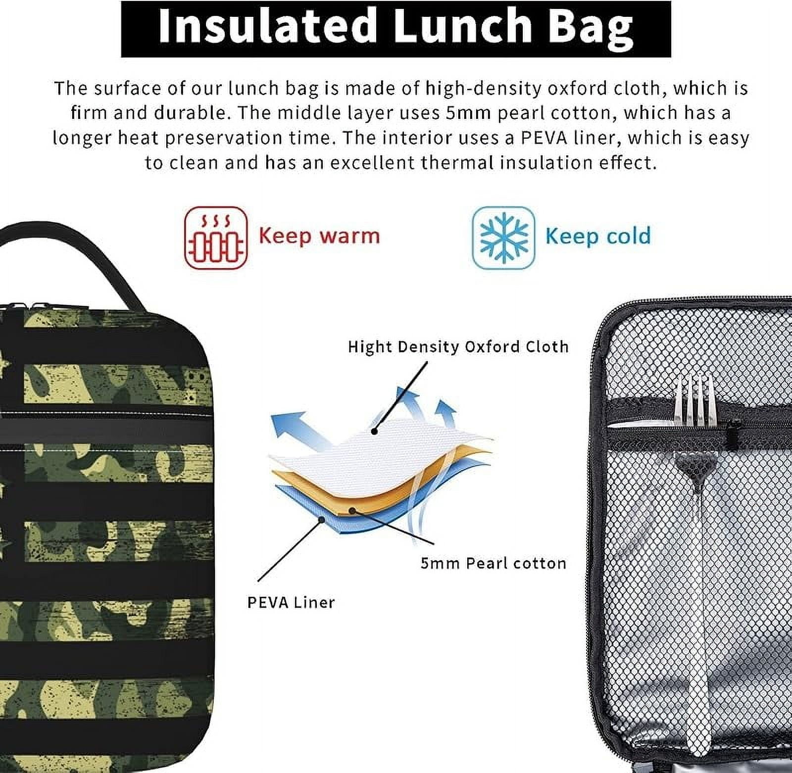 Camouflage Usa Flag Reusable Lunch Box Insulated LunchBox Cooler Lunch Bag