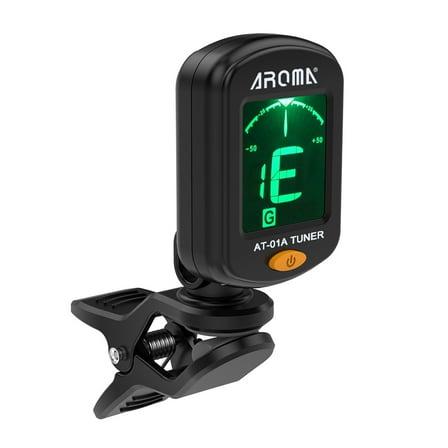 AROMA AT-01A Rotatable Clip-on Tuner LCD Display for Chromatic Guitar Bass Ukulele Violin