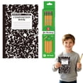 thumbnail image 2 of A5 Notebook,A5 Notebook Paper,Sewn Notebook,Writing Journal,Composition Notebook,Wide Ruled,A5 Stitched Notebook With 30 Sheets (60 Pages) And 12 Sharpened Wooden Pencils,Marble Colors Notebook, 2 of 9