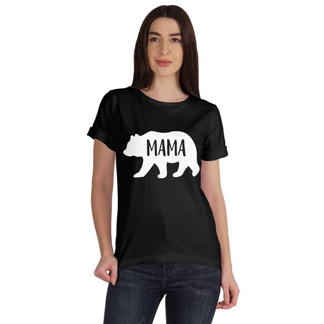 Inkmeso T-Shirt Graphique à Col Rond Maman Ours Manches Courtes Femme Coton Tee Décontracté