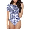 thumbnail image 2 of Picia Porcelain Chinaware Womens One Piece Swimsuits Modest Tummy Control Bathing Suits Lace Up Slimming Swim Suit-Small, 2 of 9
