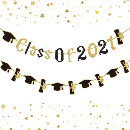 Graduation Banner 2021, Class of 2021 Banner Gold - Graduation Party ...