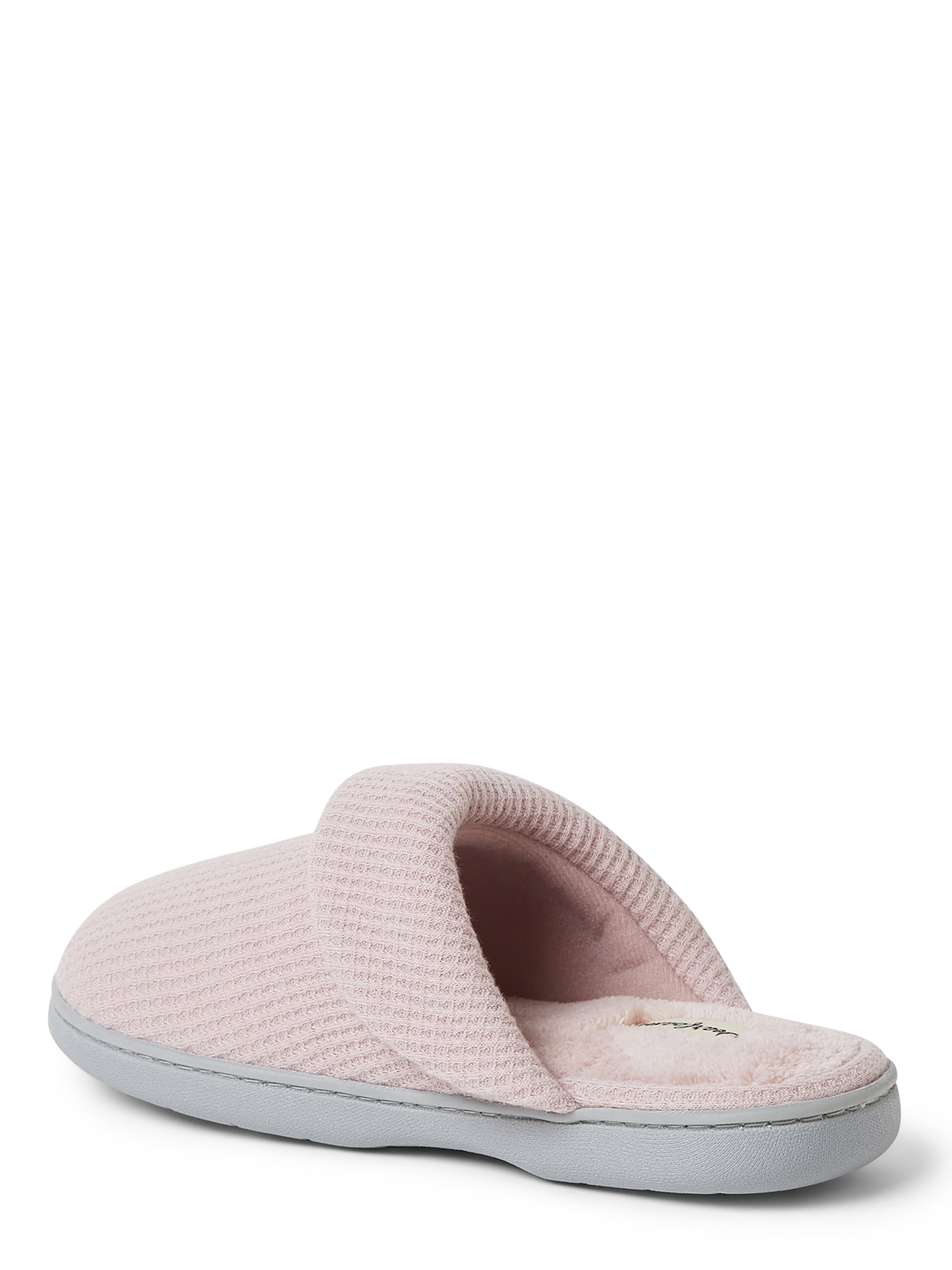 Dearfoams Women's Eleanor Waffle Knit Scuff with Memory Foam Slippers