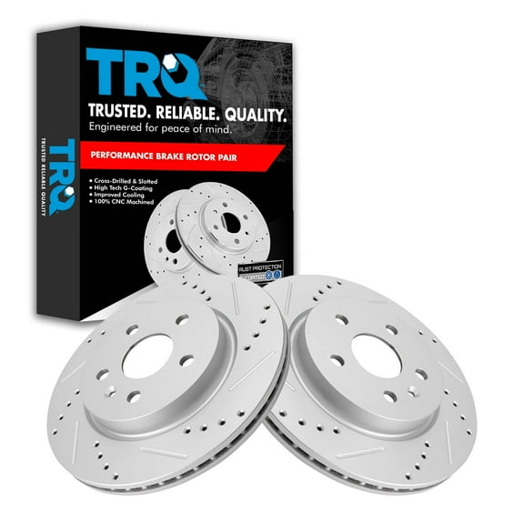 TRQ Rear Performance Drilled & Slotted Brake Rotor Fits Select GM