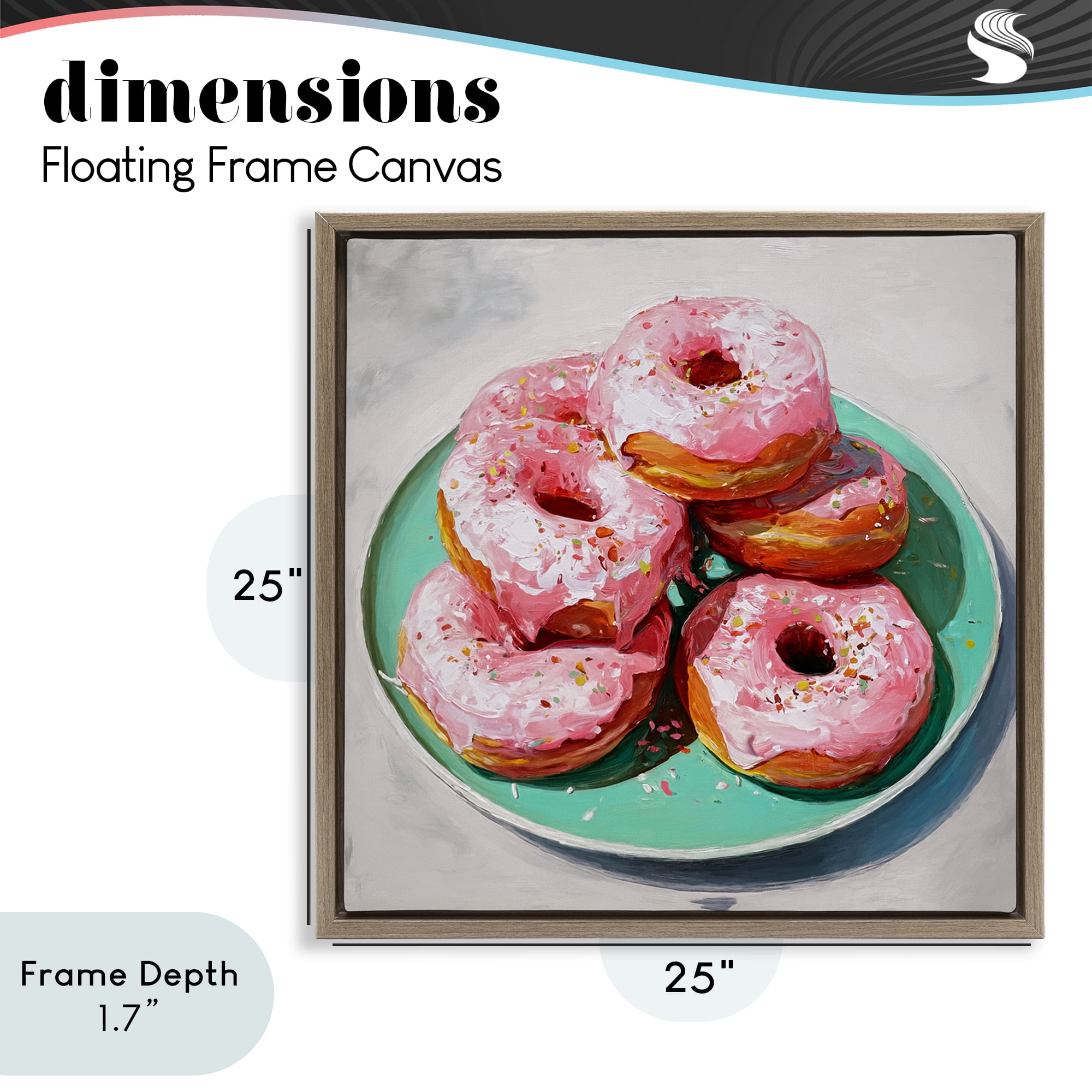 Stupell Industries Pink Frosted Donuts Brown Framed Floater Canvas Wall Art, design by Tina LeCour