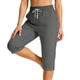 thumbnail image 5 of Guluxicc Women's Gym Capis with Pockets Elastic Waist Straight Leg Cropped Pants for Summer Workout Running, 5 of 8