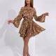 thumbnail image 2 of Gibobby Vestido corto casual para mujer Summer Fit Leopard Shoulder Off Print Casual para mujeres Vestidos sueltos Vestido Mini Vestido de mujer(Caqui,XL), 2 of 5