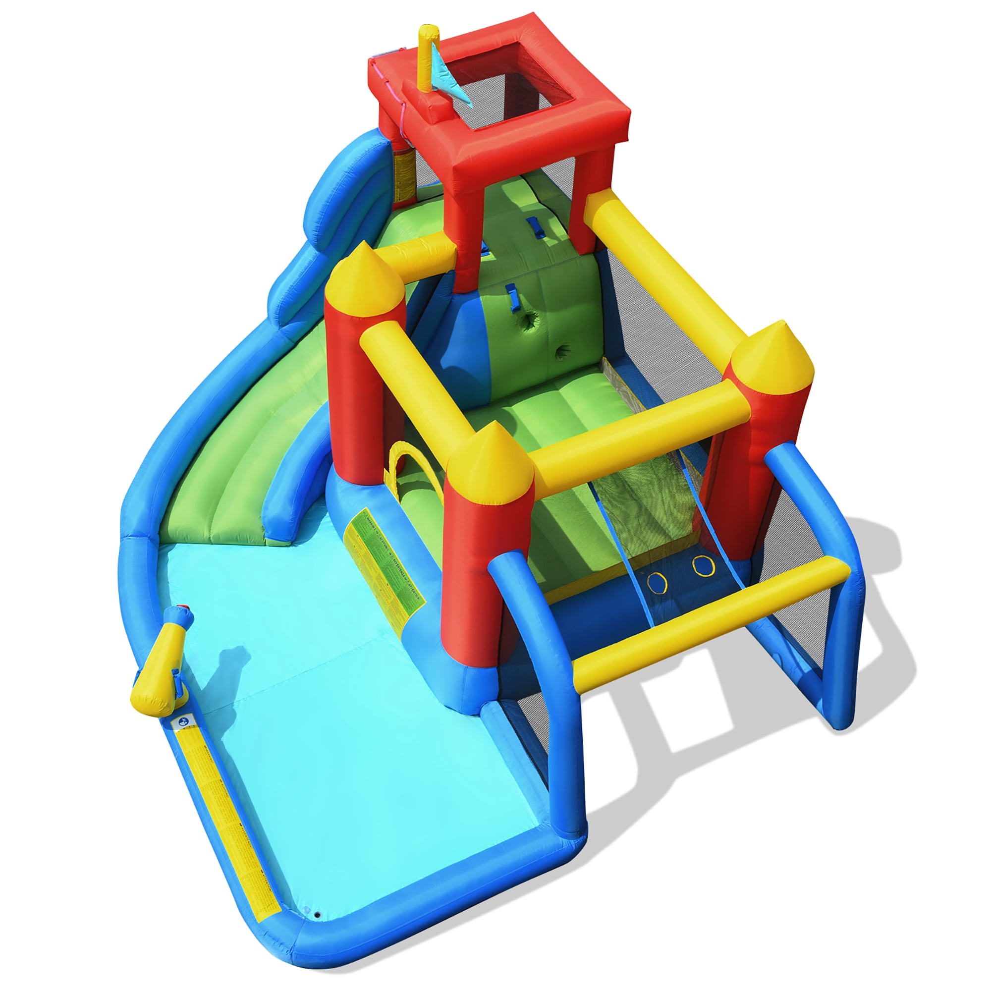 Costway Inflatable Bouncer Water Climb Slide Bounce House Splash Pool with Blower for Toddler, Bouncy Water Park