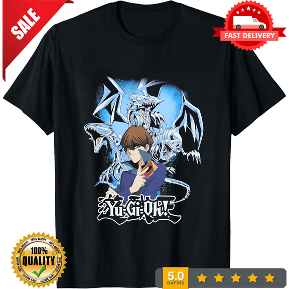 Vintage Yu- Gi-Oh! Kaiba Blue Eyes Men's Black T-Shirt, LIMITED EDITION-TH75008