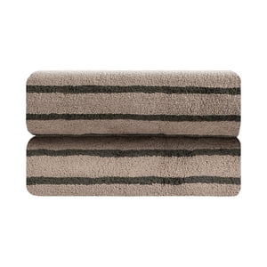 Jessy Home 2-Pack Hand Towels, Dark Brown Striped