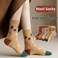 thumbnail image 2 of 5Pairs Wool Socks for Women Thick Knit Vintage Cute Floral Crew Socks, 2 of 6