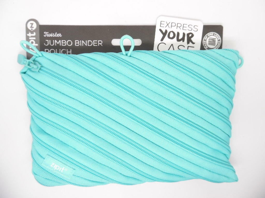 ZIPIT Twister Jumbo Binder 3-Loop Pencil Pouch - Teal - Walmart.com