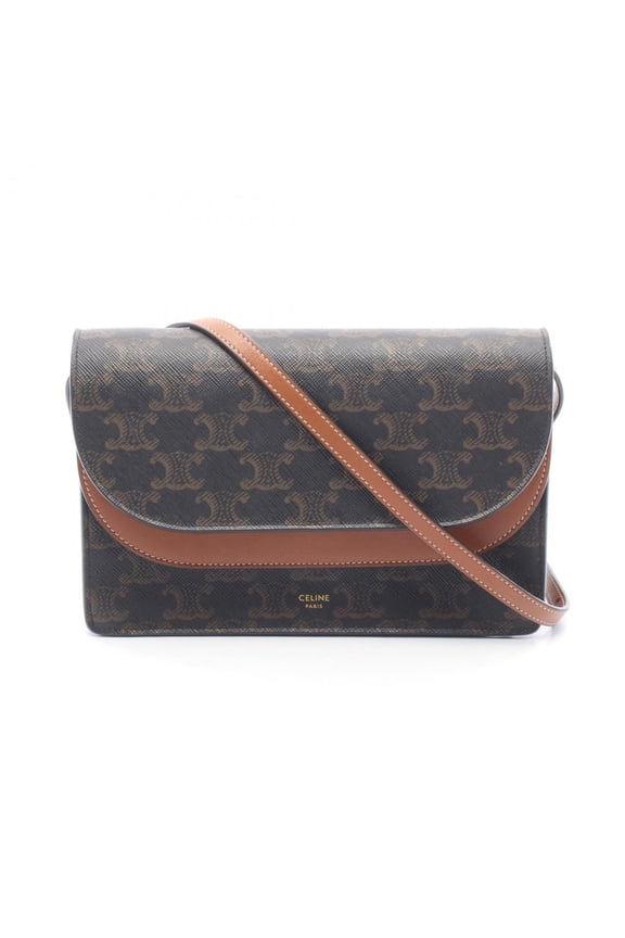 Pre-Owned Celine Tan Triomphe Shoulder Bag/Handbag, Coated Canvas and Leather, Women's, Brown,...